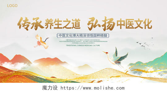 绿色中国风养生之道中医活动会议展板设计